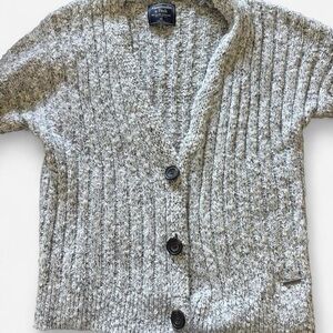 Abercrombie & Fitch Gray Marled Ribbed Button Cardigan